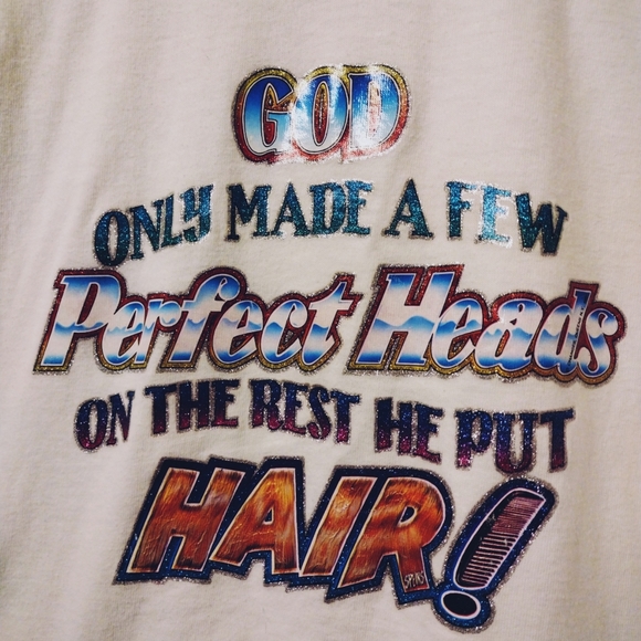 1981 Single Stitch Shirt XL Ringer Tee Baldness Humour Sarcasm Vintage - Picture 5 of 6